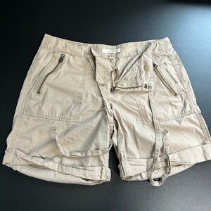 Ann Taylor LOFT Shorts Womens 6 Khaki Cotton Drawstring 6 Pocket Packable Casual